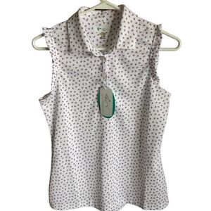 Greg Norman golf shirt sleeveless SZ Small top white umbrellas New with tags